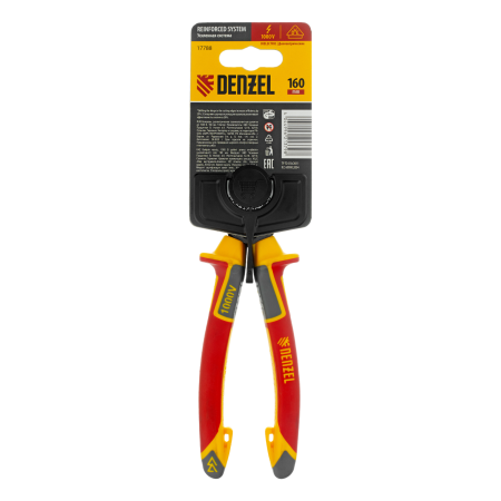 Бокорезы DENZEL диэлектрические рукоятки, до 1000 В, трехкомпонентные рукоятки, 160 мм