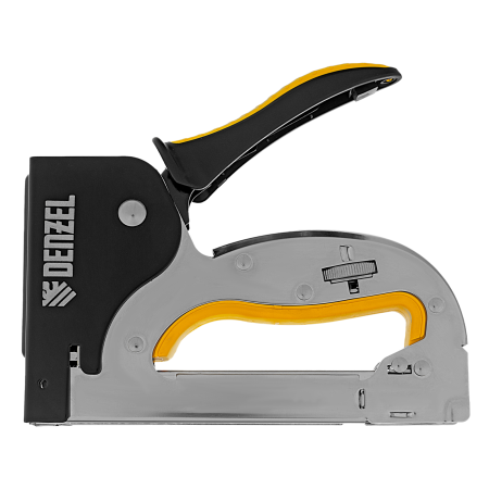 Степлер DENZEL скобы в комплекте, плавная регулировка удара, 2К рукоятка, тип 53, 4-14 мм