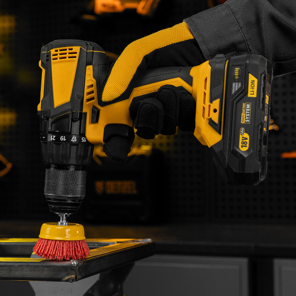 Щетка для дрели DENZEL, 65 мм, Чашка, со шпилькой, нейлоновая щетина