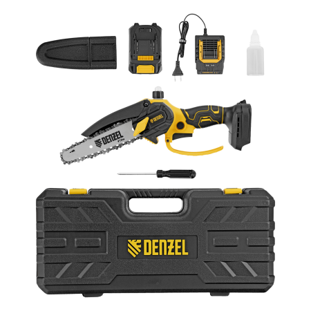 Цепная мини-пила аккумуляторная бесщет. DENZEL CCS-150, шина 150 мм, Li-Ion, 20 В