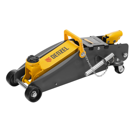 Домкрат гидравлический DENZEL подкатной с фиксатором, 2,8 т, 135-385 мм Домкрат гидравлический DENZEL подкатной с фиксатором, 2,8 т, 135-385 мм