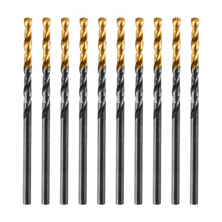 Сверло по металлу DENZEL 2,5 мм, HSS-Tin, Golden Tip, 10 шт.