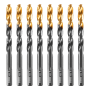 Сверло по металлу DENZEL 9 мм, HSS-Tin, Golden Tip, 8 шт.