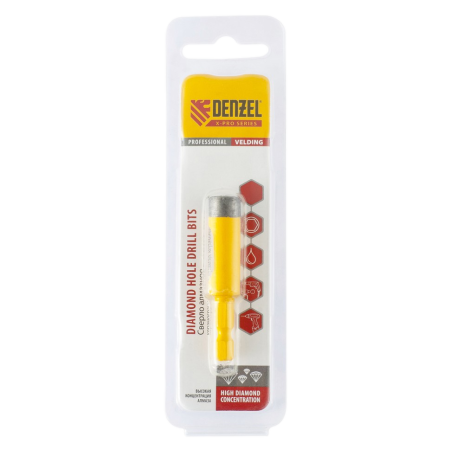 Сверло алмазное по керамограниту DENZEL 726727, 6 x 35 мм, шестигранный хвостовик