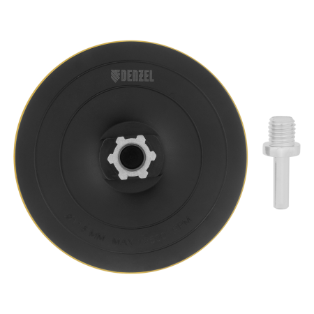 Тарелка опорная для дрели и УШМ DENZEL с липучкой, 115 мм, твердая, с адаптером c М14 на d8