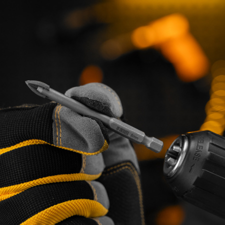 Сверло по керамической плитке DENZEL 8 мм, крестовая пластина, шестигранный хвостовик