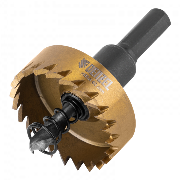 Коронка по металлу DENZEL 724112, 40 мм, HSS, нитридтитановое покрытие