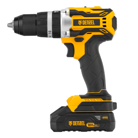 Дрель-шуруповерт аккумуляторная ударная бесщет DENZEL CIDB-18-02, Li-Ion, 18 В