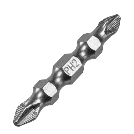 Бита DENZEL двухсторонняя, PH2-PZ2 х 45 мм, сталь S2, 10 шт.