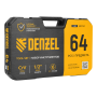 Набор инструментов DENZEL 1/2", 1/4", CrV, S2, пластиковый кейс, 64 предмета