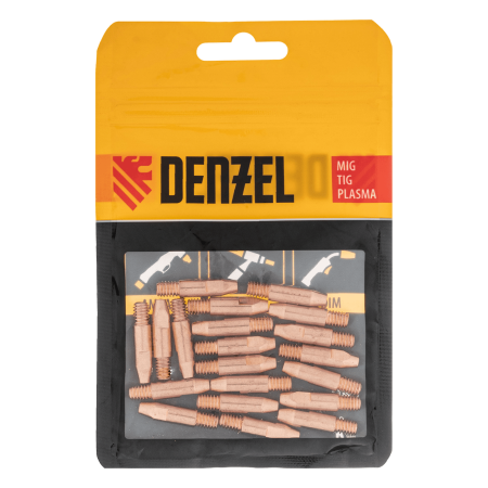 Токосъемный наконечник под проволоку DENZEL 1,2 мм, М6х28, E-CU, 20 шт для MIG горелки тип 24