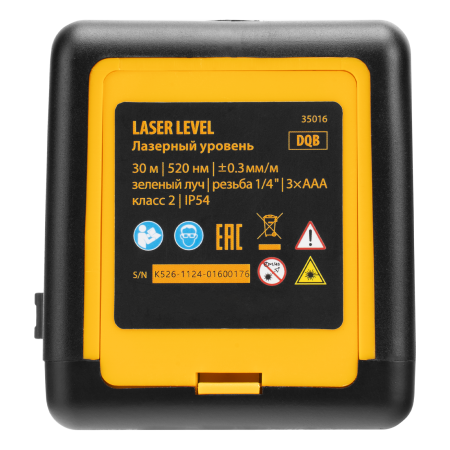 Лазерный уровень  DENZEL DQB, 30 м, зеленый луч, батарейки, сумка