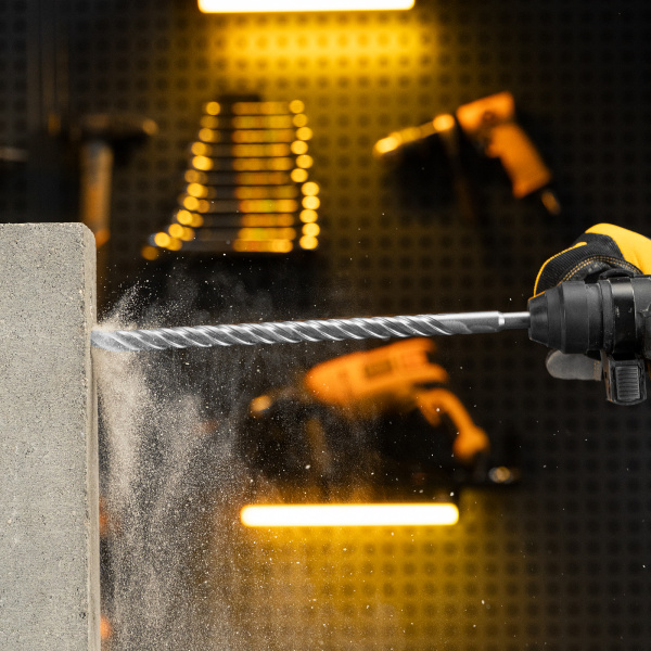 Бур по бетону DENZEL, цельная крестовая пластина, 14x315 мм, SDS PLUS