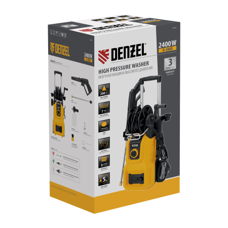 Моечная машина высокого давления DENZEL R-200D, 2400 Вт, 200 бар, 420 л/ч, с барабаном