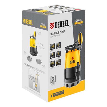 Дренажный насос DENZEL DP450S для чистой и грязной воды, 450 Вт, напор 6 м, 12000 л/ч