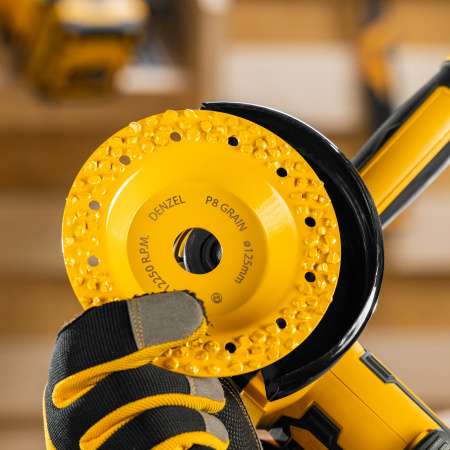 Чашка твердосплавная зачистная DENZEL, 125 мм, Плоская, крупное зерно #8