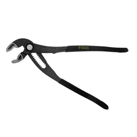 Клещи переставные DENZEL кнопочный механизм, обливные рукоятки, 250 мм