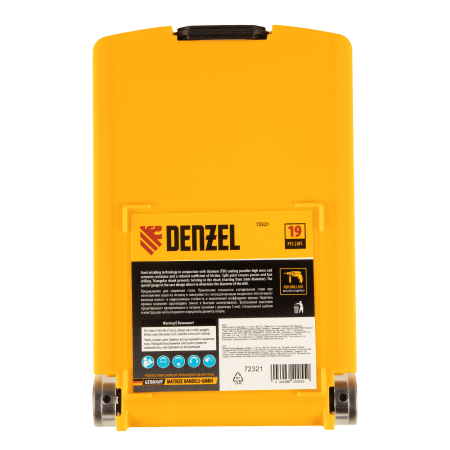 Набор сверл по металлу DENZEL 1-10 мм, HSS-Tin, Golden Tip, 19 шт