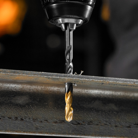 Набор сверл по металлу DENZEL, 2-8мм, Р6М5К8-TiN, Golden Tip, 6 шт