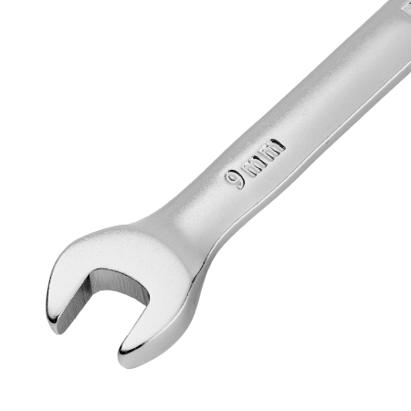 Ключ комбинированный трещоточный DENZEL, 9 мм, CrV, матовый хром