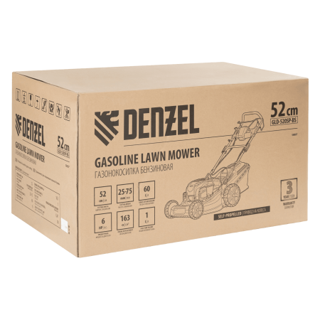 Газонокосилка бензиновая DENZEL GLD-520SP-BS, 163 см3, Briggs Stratton, ширина 52 см