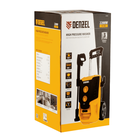 Моечная машина высокого давления DENZEL R-180, 2200 Вт, 180 бар, 380 л/ч, колесная