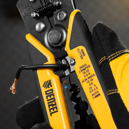 Щипцы для зачистки электропроводов DENZEL 0,2-6 мм2, функция обрезания проводов