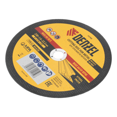Круг отрезной по металлу DENZEL, 230 х 1,6 х 22,2 мм, WA46TBF