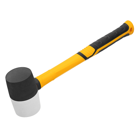 Киянка резиновая DENZEL 225 г, черно-белая, фибергласовая рукоятка c TPR покрытием Киянка резиновая DENZEL 225 г, черно-белая, фибергласовая рукоятка c TPR покрытием