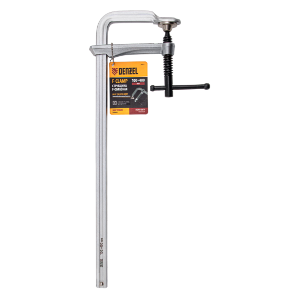 Струбцина DENZEL F-образная, 100x400мм, кованая Струбцина DENZEL F-образная, 100x400мм, кованая