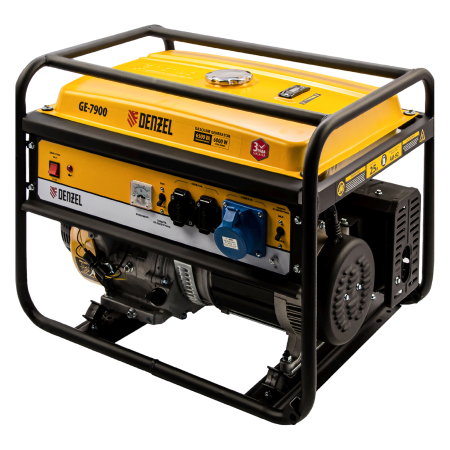 Генератор бензиновый DENZEL GE 7900, 6.5 кВт, 220 В/50 Гц, 25 л, ручной старт