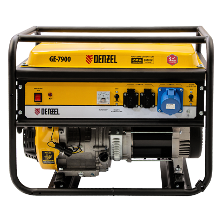 Генератор бензиновый DENZEL GE 7900, 6.5 кВт, 220 В/50 Гц, 25 л, ручной старт