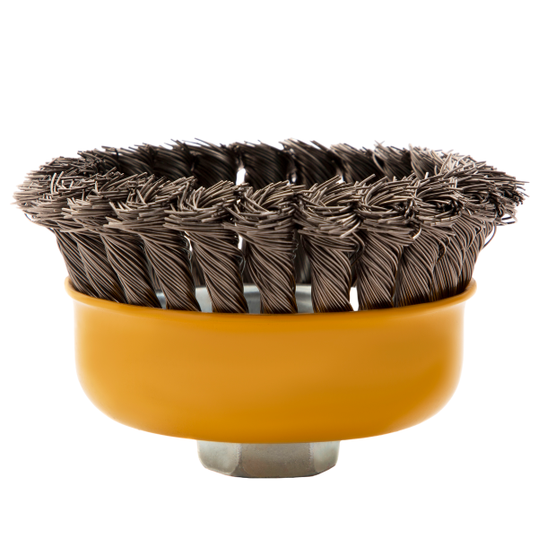 Щетка для УШМ DENZEL 746283, 100 мм, «чашка», крученая нержавеющая проволока 0.5 мм, М14