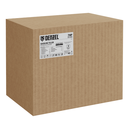 Мотоблок DENZEL DPT-270SB, 7 л.с., ремен.сцеп, фрез 3х4, ШОМ, без колес, передачи 2В/1Н
