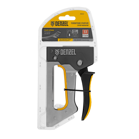 Степлер металлический DENZEL скобы в комплекте, 2К рукоятка, тип 53, 6-10 мм