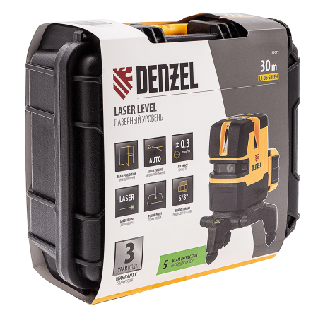 Лазерный уровень DENZEL LX 06 Green, 30 м, 520 нм, аккумулятор Li 5200 mAh, резьба 5/8