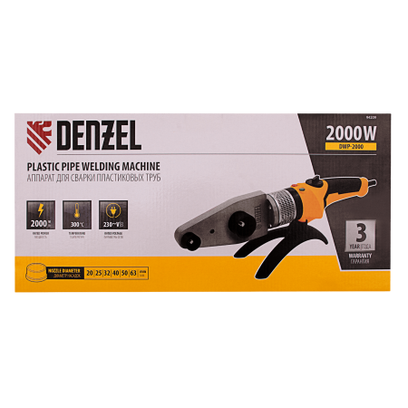 Аппарат для сварки пластиковых труб DENZEL X-PRO DWP-2000, 2000 Вт, 300 град, 20-63 мм
