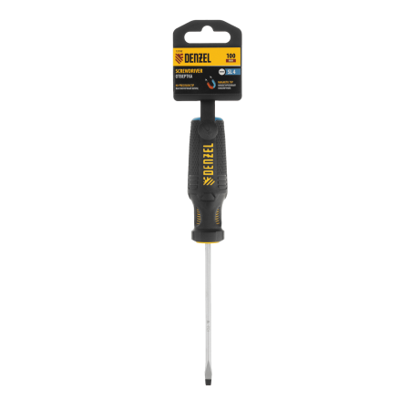 Отвертка DENZEL SL4х100 мм, CrV, трехкомпонентная рукоятка