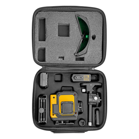 Лазерный уровень мультипризменный DENZEL DLV-360-3C, 30 м, зеленый луч, Li-Ion 2,4 Aч, кейс