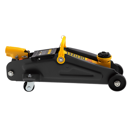 Домкрат гидравлический DENZEL подкатной с фиксатором, 2 т, 130-330 мм, в кейсе