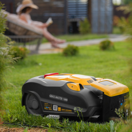 Робот-газонокосилка DENZEL Grass Master 1000  1000м2, 3Ач, 28V, LCD дисплей, Wi-Fi