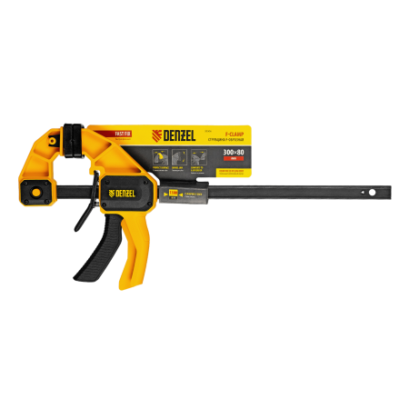 Струбцина DENZEL F-образная, быстрозажимная, 300 х 80 мм, усиленный нейлоновый корпус