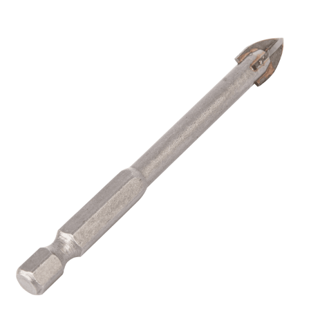 Сверло по керамической плитке DENZEL 8 мм, крестовая пластина, шестигранный хвостовик