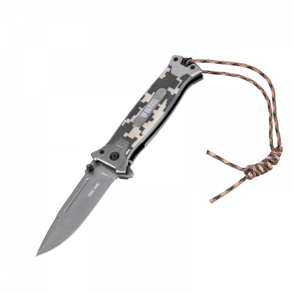 Нож складной DENZEL многоцелевой, системы Liner-Lock, с накладкой G10 на прямой рук-ке+стеклобой