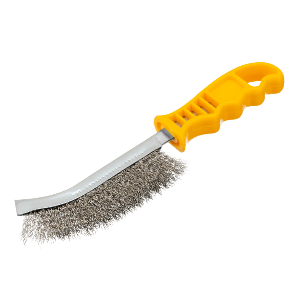 Щетка металлическая с пластмассовой ручкой DENZEL, нержавеющая проволока