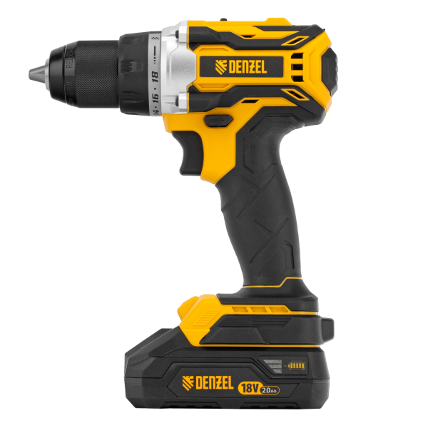 Дрель-шуруповерт аккумуляторная, бесщет. DENZEL BLDL-18-02 Li-Ion, 18 В