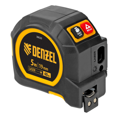 Лазерный дальномер с рулеткой LT-40 DENZEL 5м x 19 мм, дальномер 40м, автомат. фиксация