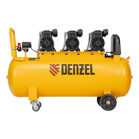 Компрессор безмасл. малошумн. DENZEL DLP-4500/150, 4,5 кВт, 3х1,5 кВт,150 л, 2850 об/мин,750 л/мин