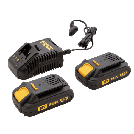 Аккумуляторная дрель-шуруповерт DENZEL CDL-IB-18-02, 18 В, Li-Ion, 2 x 1.5 Ач Аккумуляторная дрель-шуруповерт DENZEL CDL-IB-18-02, 18 В, Li-Ion, 2 x 1.5 Ач