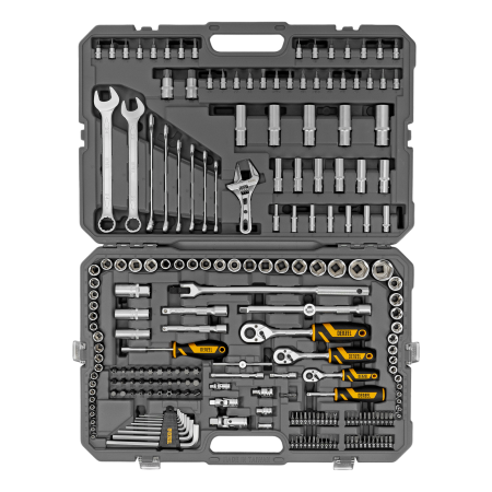 Набор инструментов DENZEL 1/2", 1/4", 3/8", CrV, S2, пластиковый кейс, 216 предметов